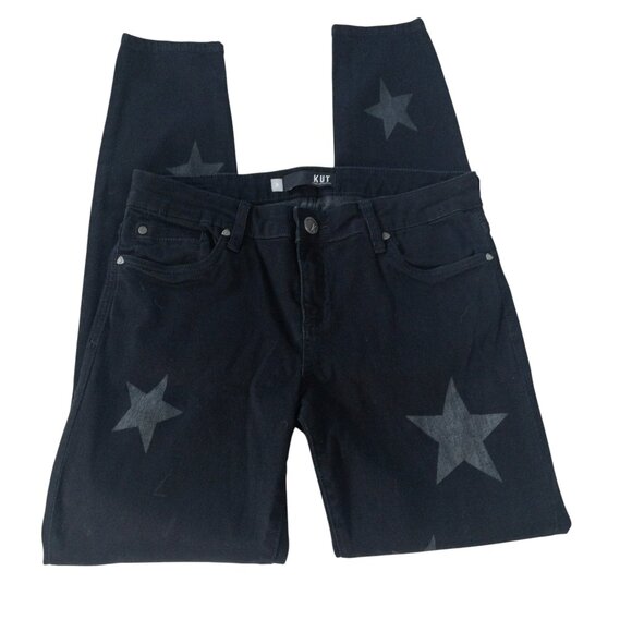 Kut From The Kloth Mia Skinny Black Denim Stars SZ 8 31" L Indie Goth Punk - Picture 4 of 14